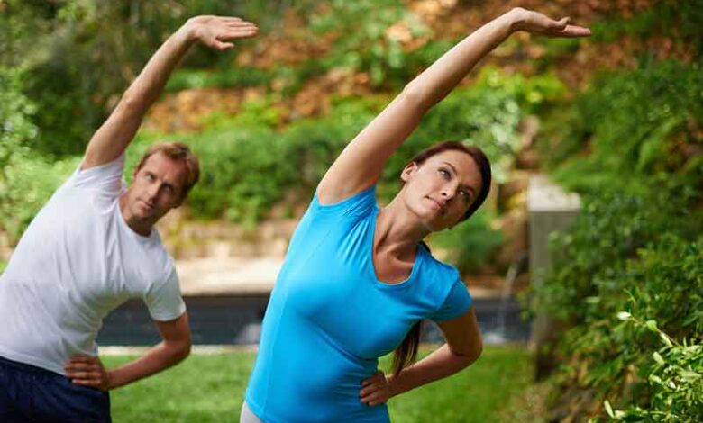 Excerise Yoga in garden