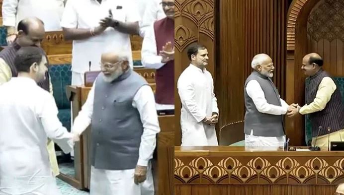 modi hand shake with rahul gandhi