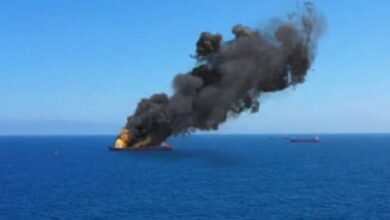 Immigrant boat on fire