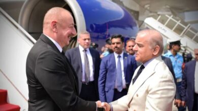 president of azarbaijan reached in pakistan