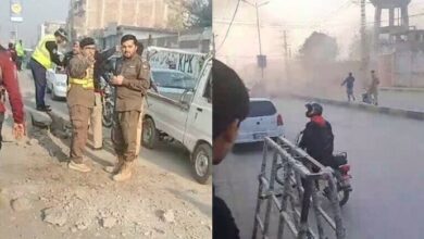 Explosion near police van