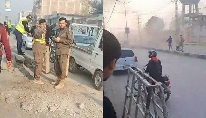 Explosion near police van