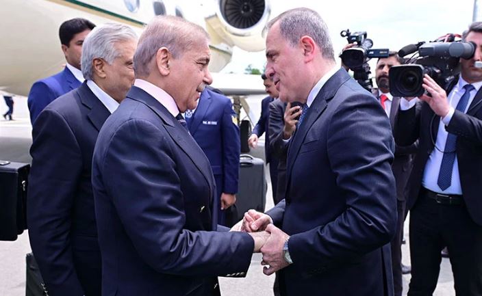pm shebaz arrives in azarbaijan
