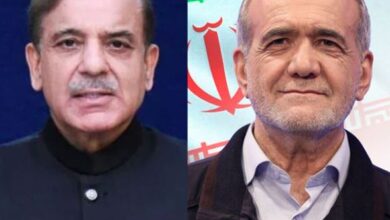 Prime Minister Shahbaz Sharif meets Iranian President Masoud Peshkeshian today