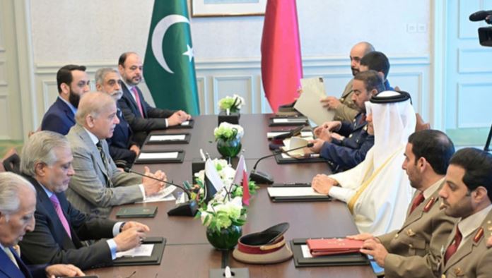 pm shahbaz sharif meeting with qatar pm