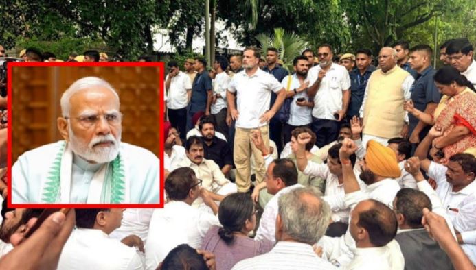 rahul gandhi protest against modi